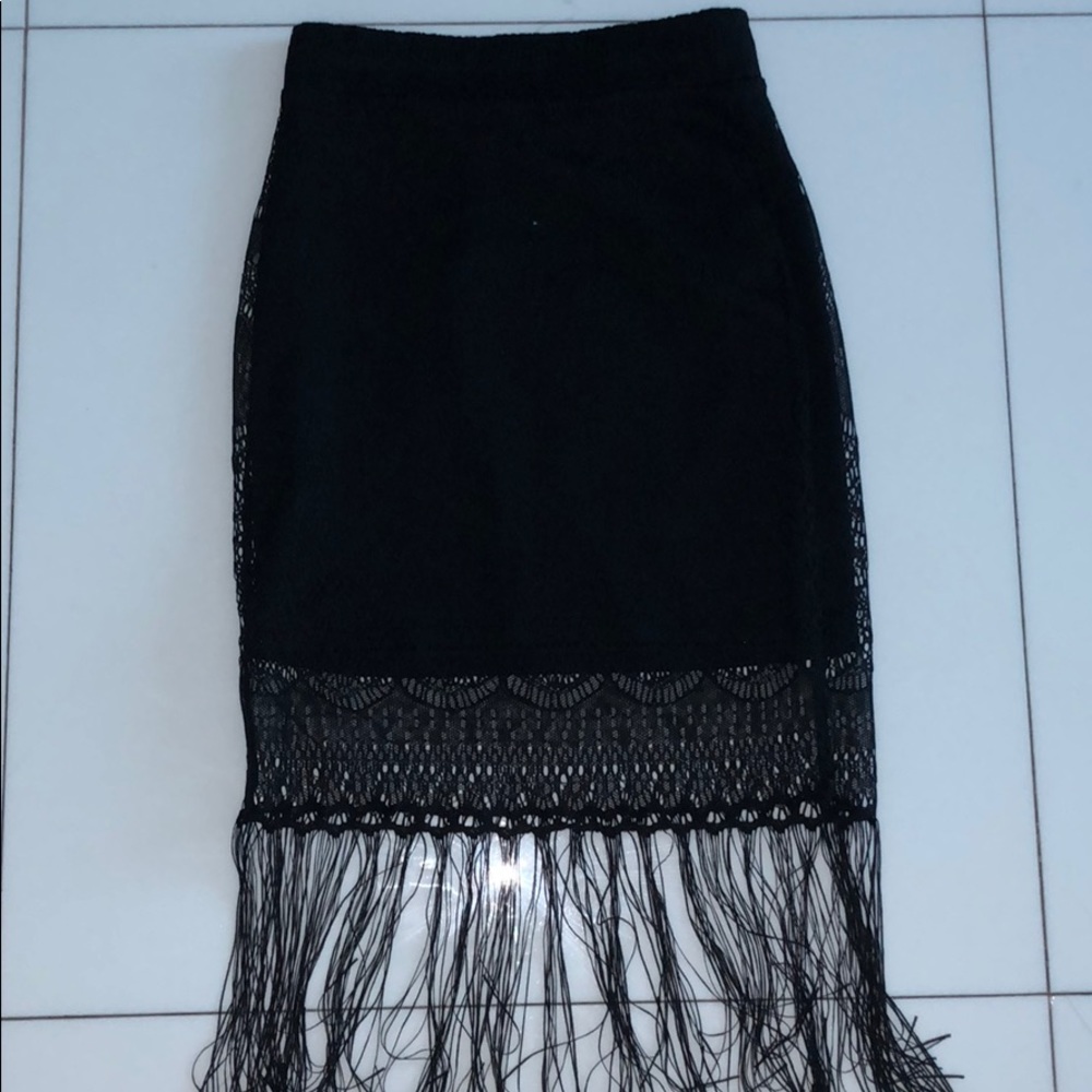 Lace with fringe skirt